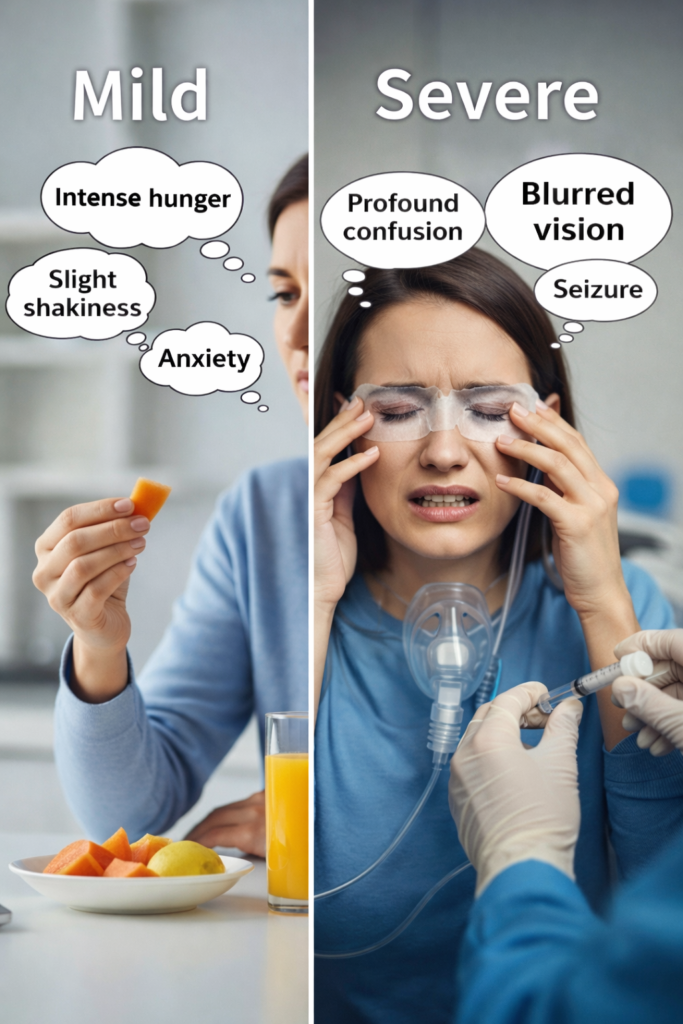 Mild vs Severe Hypoglycemia Symptoms