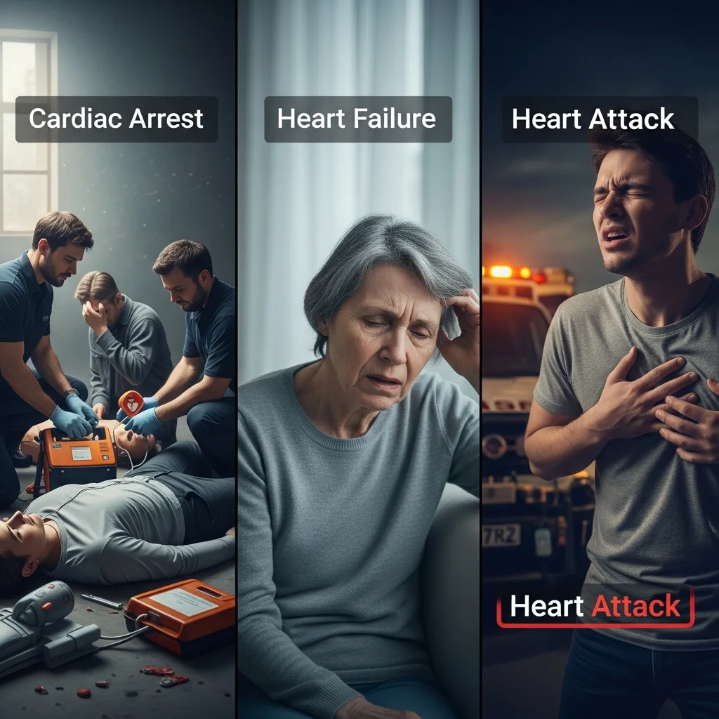 Cardiac Arrest vs Heart Failure vs Heart Attack